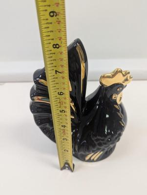 Ceramic Black/Gold Rooster Bank