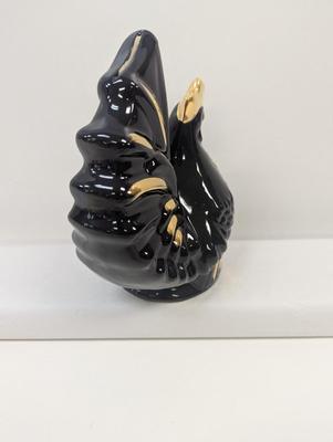 Ceramic Black/Gold Rooster Bank