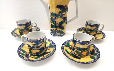 Lot #65 Asian Style Tea Set - 4 cups/saucers