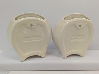 Royal Copley Rooster Chicken Ceramic Round Wall Planter Sconces
