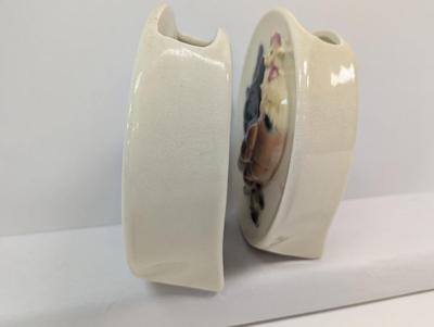 Royal Copley Rooster Chicken Ceramic Round Wall Planter Sconces