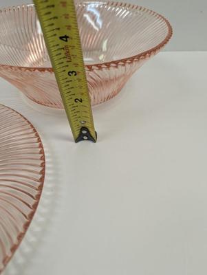 9 Pieces Of Diana Pink Dinner Plate & Bowls Federal Glass