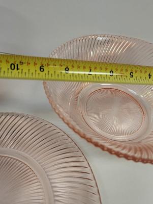 9 Pieces Of Diana Pink Dinner Plate & Bowls Federal Glass