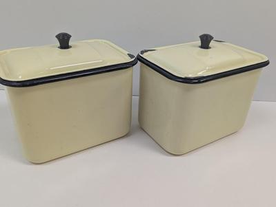 Vintage Enamel Storage Boxes With Lids