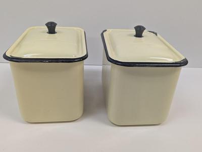 Vintage Enamel Storage Boxes With Lids