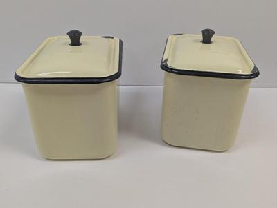 Vintage Enamel Storage Boxes With Lids