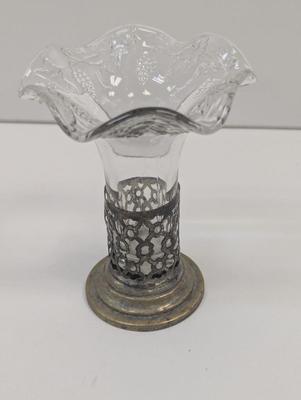 Glass & Silver Plate Bud Vase