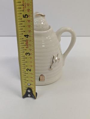 Vintage Beehive Bees Honey Jar With Spout Raised Design