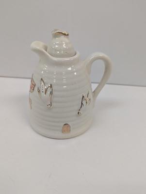Vintage Beehive Bees Honey Jar With Spout Raised Design