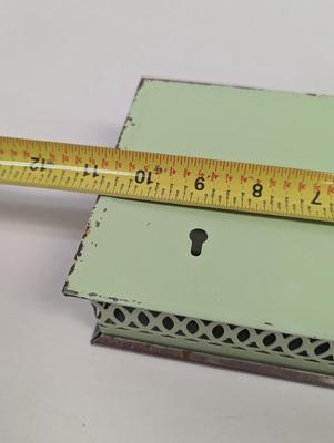 Vintage Chrome & Green Floral Hand Painted Tissue Box Wall Hanging