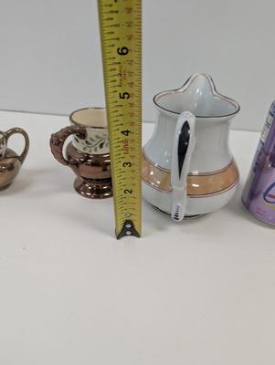 Porcelain/English Copper Luster Old Castle Creamer Pitchers
