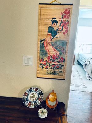 ASIAN BAMBOO WALL ART, COASTERS, AND HAND PAINTED CHINA