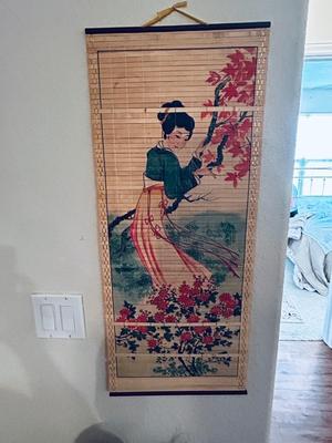 ASIAN BAMBOO WALL ART, COASTERS, AND HAND PAINTED CHINA