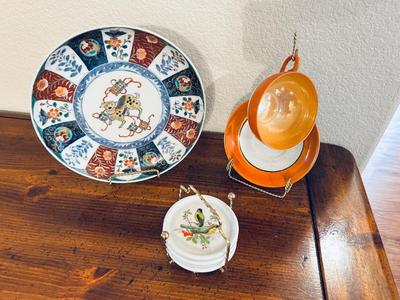 ASIAN BAMBOO WALL ART, COASTERS, AND HAND PAINTED CHINA