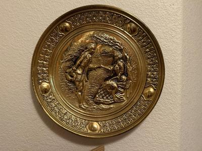 THOMAS KINKAIDE “GLORY OF THE EVENING” AND BRASS EMBOSSED WALL ART