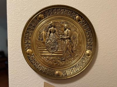 THOMAS KINKAIDE “GLORY OF THE EVENING” AND BRASS EMBOSSED WALL ART