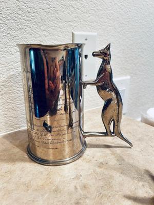 1940’S AUSTRALIAN ARTILLERY SHELL CASING REPURPOSED MUG PRESENTED TO SOLDIER, COLLECTIBLE PLATE, AND MORE!