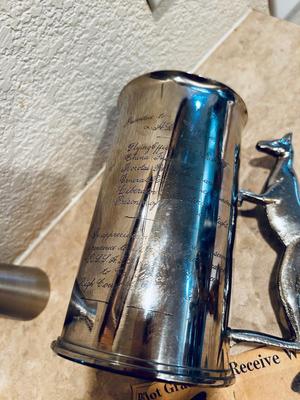 1940’S AUSTRALIAN ARTILLERY SHELL CASING REPURPOSED MUG PRESENTED TO SOLDIER, COLLECTIBLE PLATE, AND MORE!