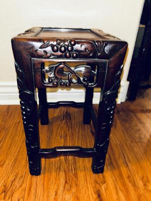 UNIQUE HAND CARVED ALABASTER GEESHA AND GORGEOUS HAND CARVED NESTING TABLES