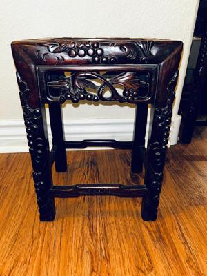UNIQUE HAND CARVED ALABASTER GEESHA AND GORGEOUS HAND CARVED NESTING TABLES