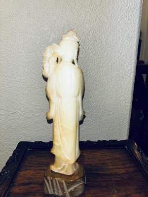 UNIQUE HAND CARVED ALABASTER GEESHA AND GORGEOUS HAND CARVED NESTING TABLES