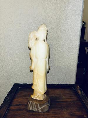 UNIQUE HAND CARVED ALABASTER GEESHA AND GORGEOUS HAND CARVED NESTING TABLES