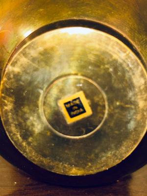 INDIA BRASS URN, SPITTOON, AND LEAF DISH