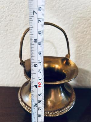 INDIA BRASS URN, SPITTOON, AND LEAF DISH
