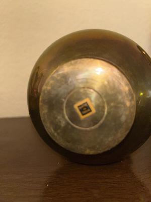 INDIA BRASS URN, SPITTOON, AND LEAF DISH
