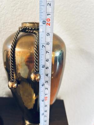 INDIA BRASS URN, SPITTOON, AND LEAF DISH