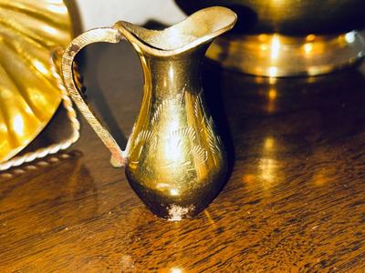 BRASS TEA CUP & SAUCER SMALL AND MINI PITCHERS FROM INDIA
