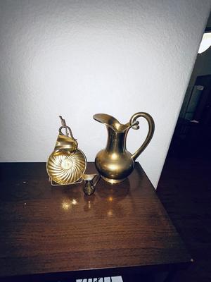 BRASS TEA CUP & SAUCER SMALL AND MINI PITCHERS FROM INDIA