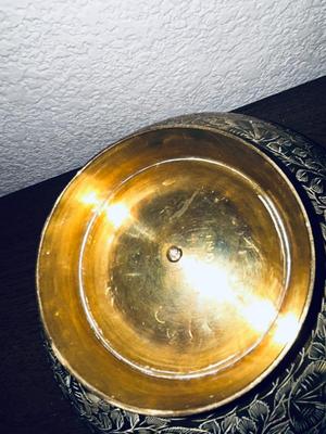 BEAUTIFUL HAND ETCHED ART BRASS BOWL, BRASS QUAIL AND SMALL DISH