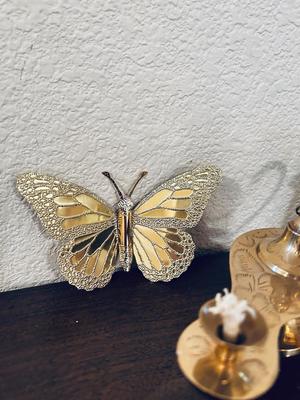 UNIQUE BRASS OIL LAMP, FILLED BRASS DOLPHIN, AND HOME INTERIORS BUTTERFLIES