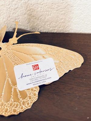 UNIQUE BRASS OIL LAMP, FILLED BRASS DOLPHIN, AND HOME INTERIORS BUTTERFLIES