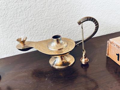 UNIQUE BRASS OIL LAMP, FILLED BRASS DOLPHIN, AND HOME INTERIORS BUTTERFLIES