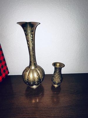HAND ETCHED BRASS VASES FROM INDIA