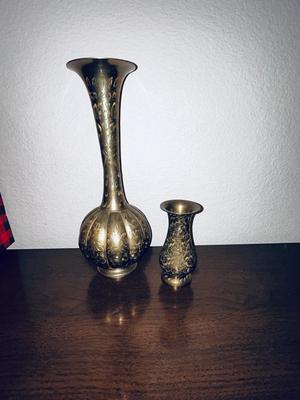 HAND ETCHED BRASS VASES FROM INDIA