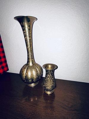 HAND ETCHED BRASS VASES FROM INDIA