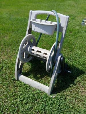Suncast Hose Reel with Crank and Storage Tray