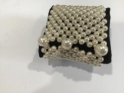 Faux Beaded Button Cuff Bracelet