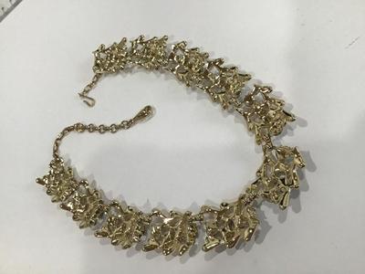 Vintage Coro Blue and Green Rhinestone Collar Necklace Excellent