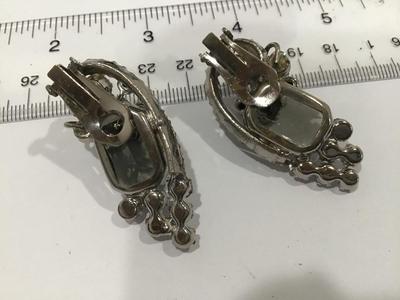 Smokey Rhinestone Clip on Earrings