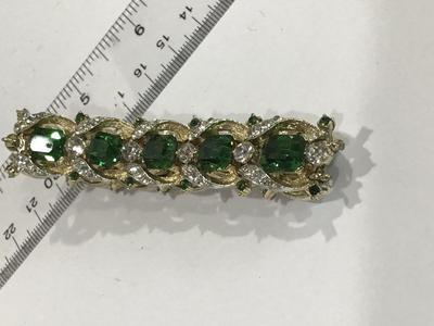 Emerald Colored Stones Faux Diamonds in Gold and Silver Tone Setting
