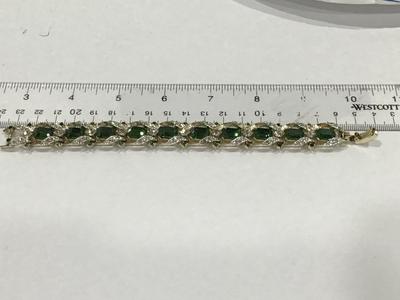 Emerald Colored Stones Faux Diamonds in Gold and Silver Tone Setting