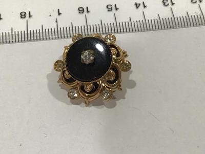 Antique Victorian onyx and Clear Crystal Mourning aBrooch