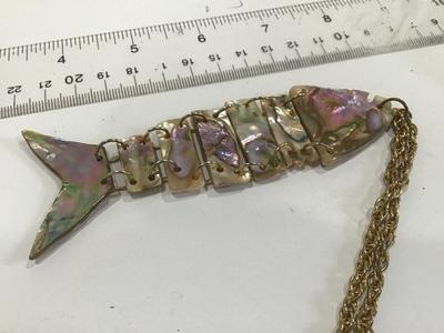 Abalone Fish Necklace Vintage