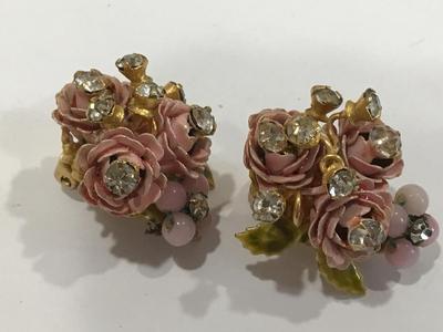 1950 Colorful Enameled Jewelry Clip on Earrings