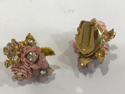 1950 Colorful Enameled Jewelry Clip on Earrings