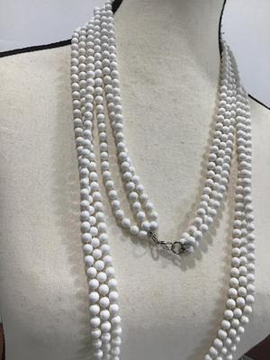 Multi Strand White Beaded Necklace